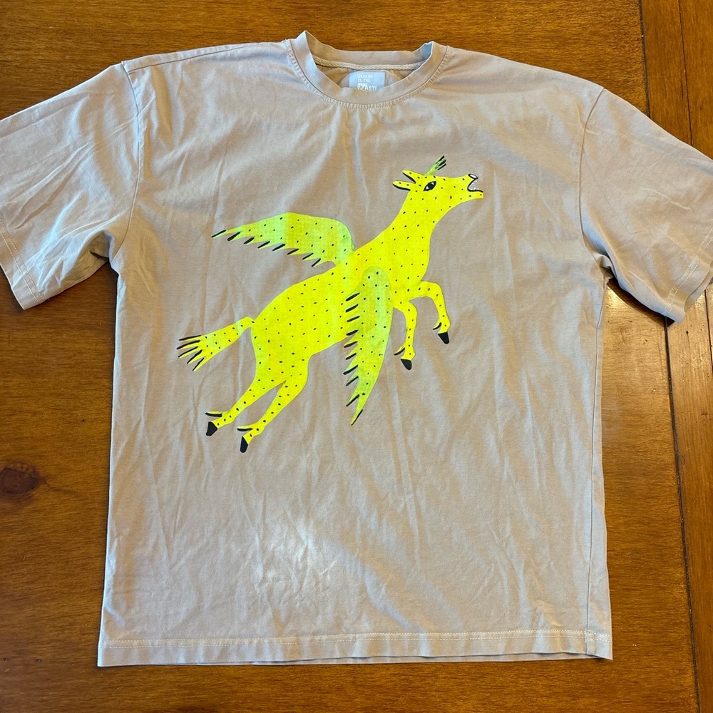 Unisex Ukrainian Beast Tshirt Size Medium Ukraine Abstract Art Grey Green